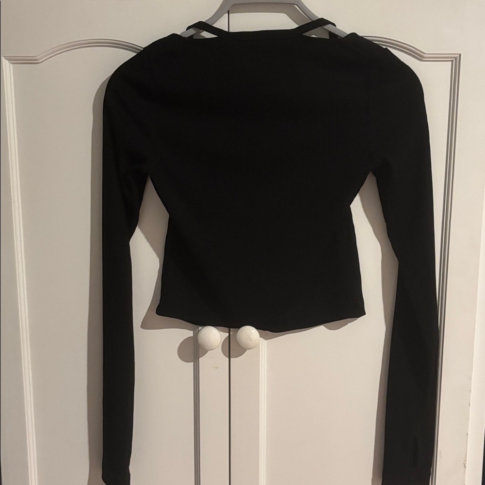 Helmut Lang Black Long-Sleeve Button Front Top - Picture 2 of 3